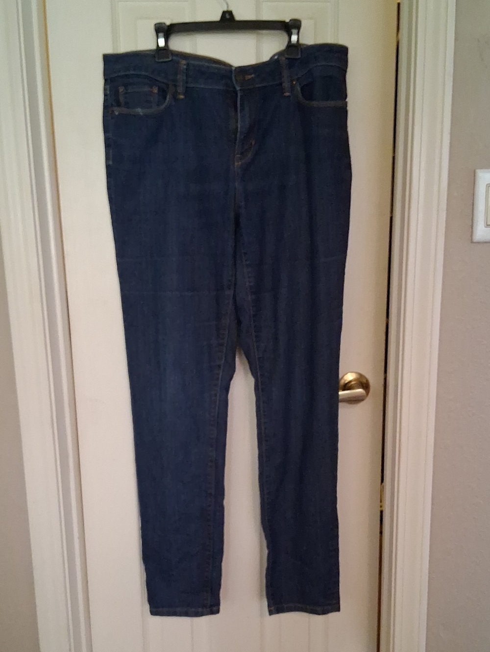 LOFT Women's Slim Straight Jeans in Dark Blue Denim